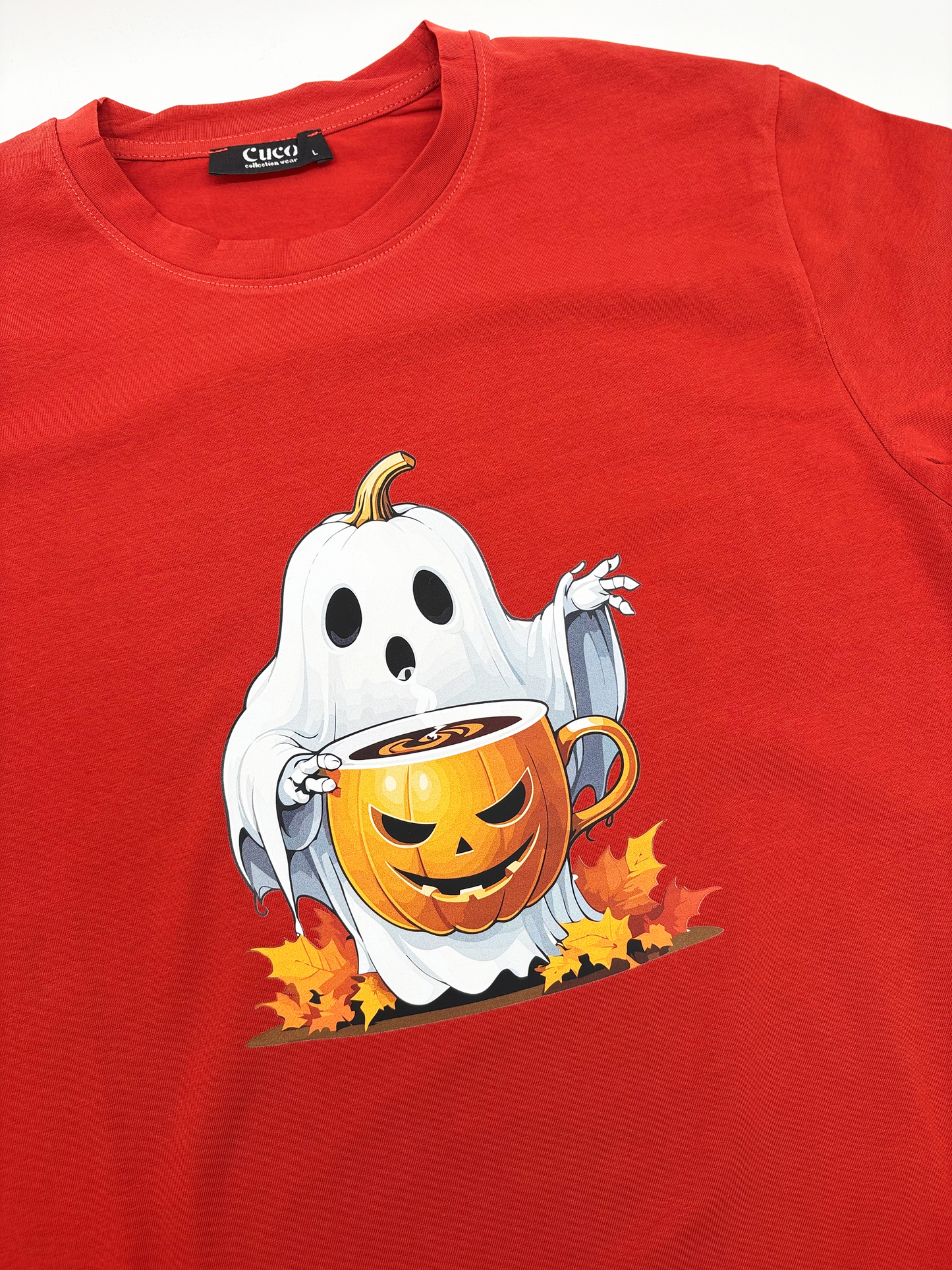 Orange T-Shirt Ghost and Coffee